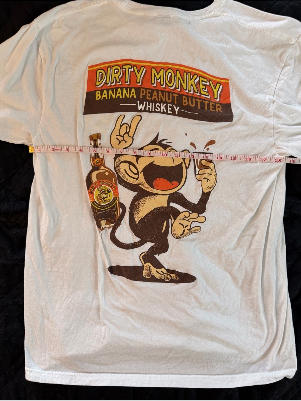Gildan White Dirty Monkey Banana Peanut Butter Whiskey Graphic Tee - Size Large